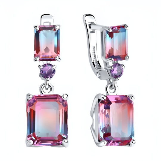 Серьги из серебра с фианитами