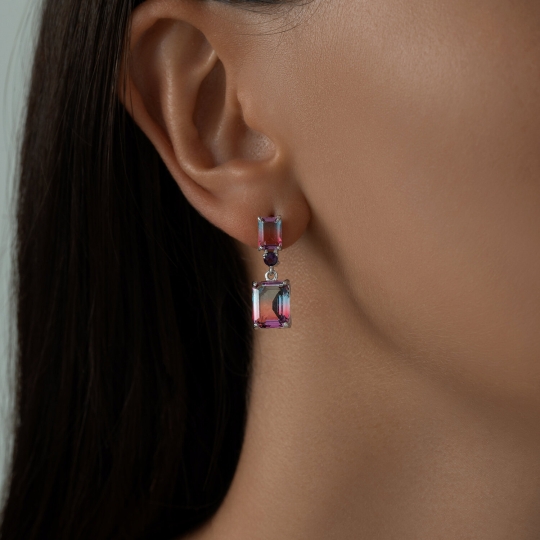 Серьги из серебра с фианитами