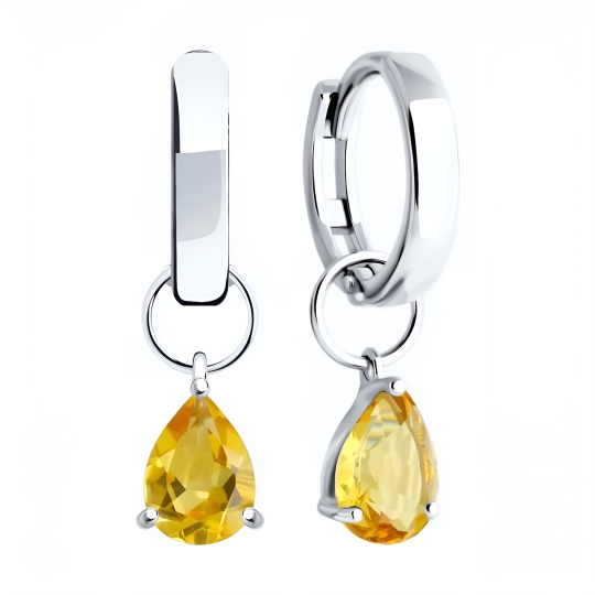 Серьги из серебра с позолотой и гранатами