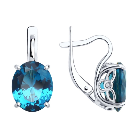 Серьги из серебра с фианитами