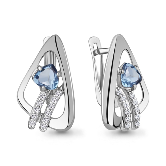 Серьги из серебра с фианитами