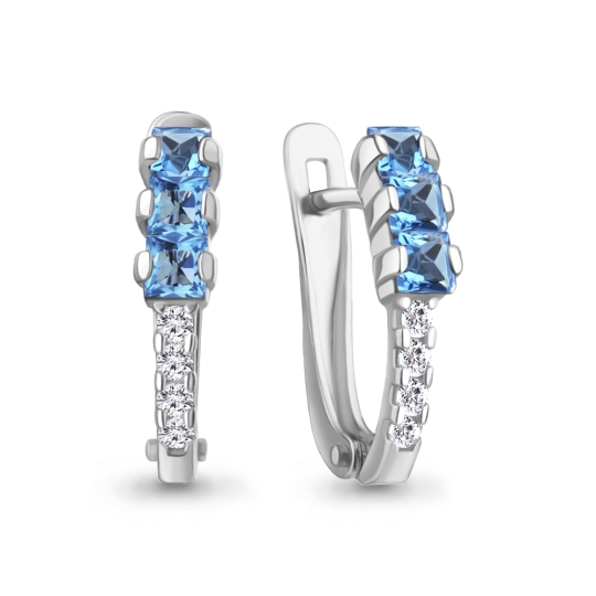 Серьги из серебра с аметистами и фианитами