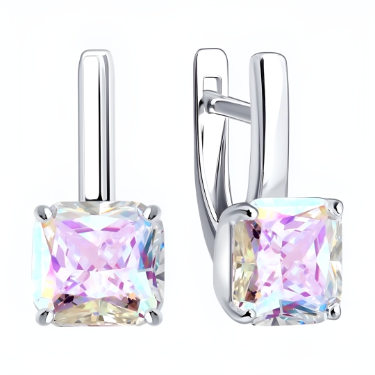 Серьги из серебра с ювелирными кристаллами