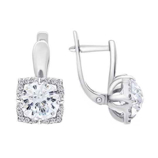 Серьги из серебра с фианитами