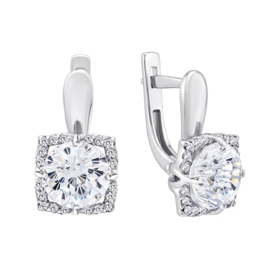 Серьги из серебра с фианитами