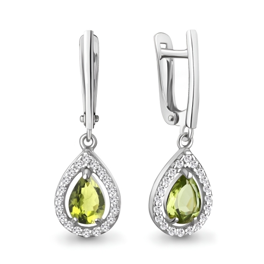 Серьги из серебра с аметистами и фианитами