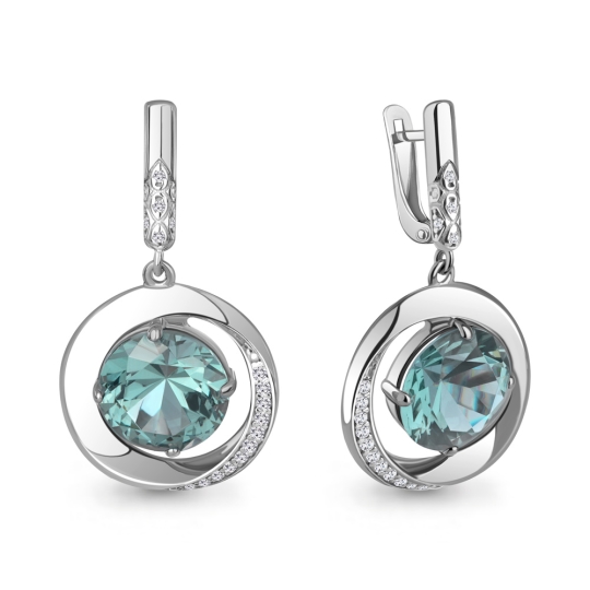 Серьги из серебра с фианитами