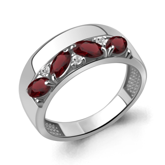 Серьги из серебра с гранатами и фианитами