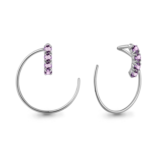 Серьги из серебра с сапфирами и фианитами 