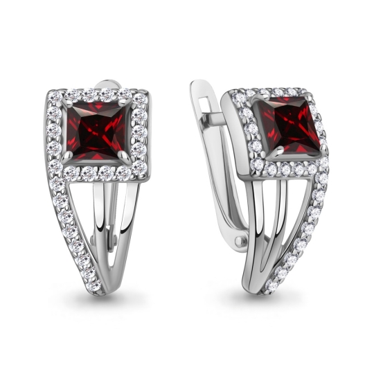 Серьги из серебра с фианитами