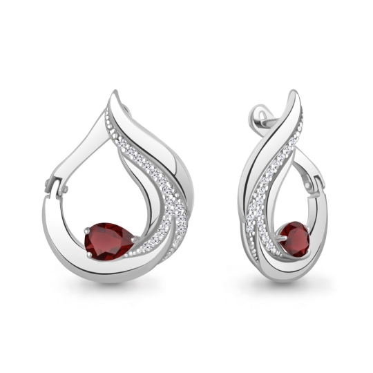 Серьги из серебра с раухтопазами и фианитами