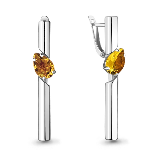 Серьги из серебра с хризолитами, жемчугом и фианитами