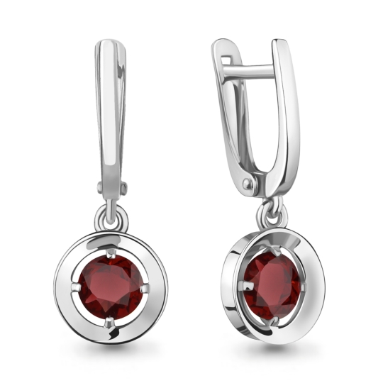 Серьги из серебра с хризолитами и фианитами