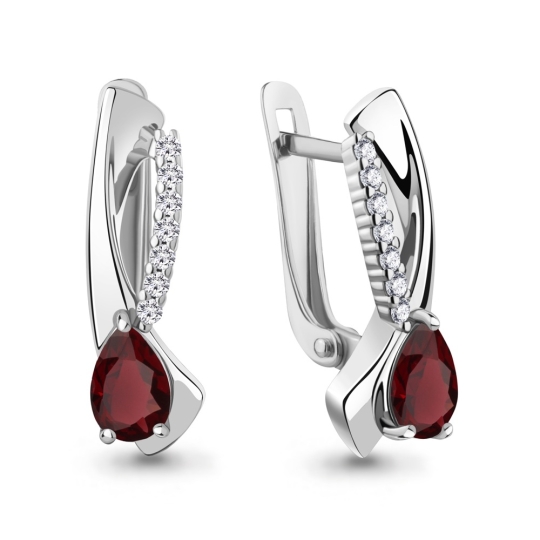 Серьги из серебра с аметистами и фианитами