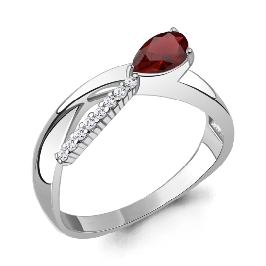 Серьги из серебра с гранатами и фианитами
