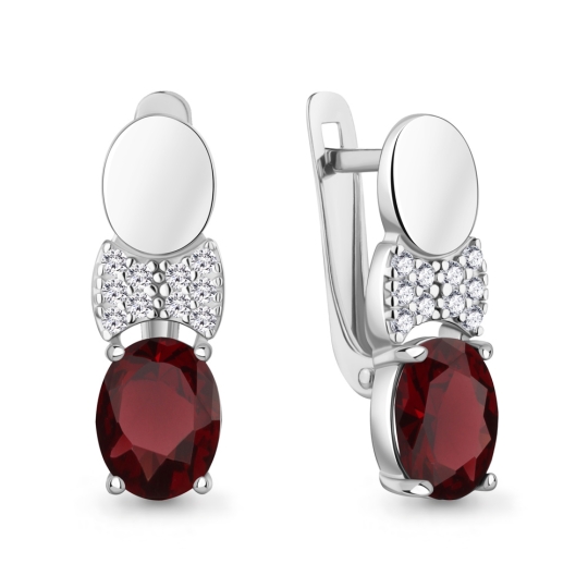 Серьги из серебра с агатами и фианитами