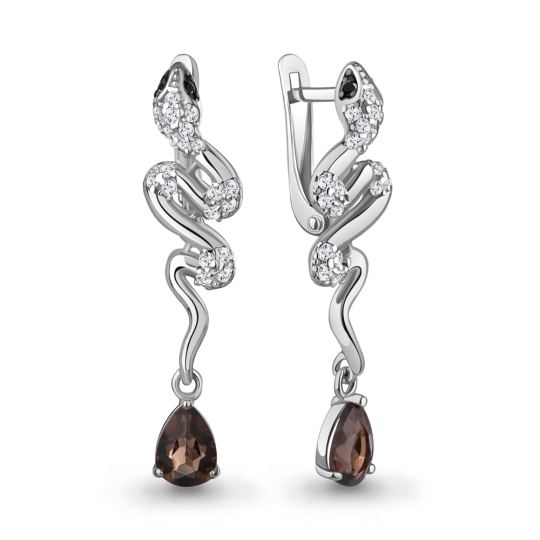 Серьги из серебра с агатами и фианитами
