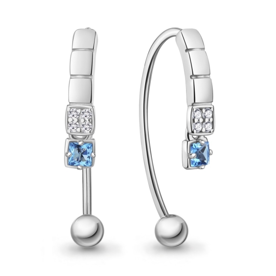 Серьги из серебра с позолотой и фианитами