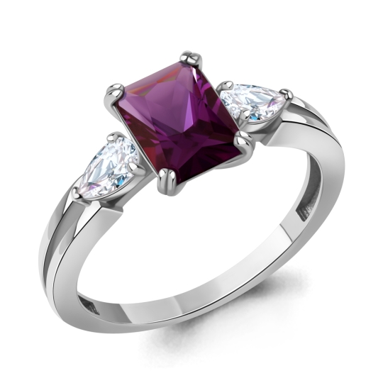 Серьги из серебра с аметистами и фианитами