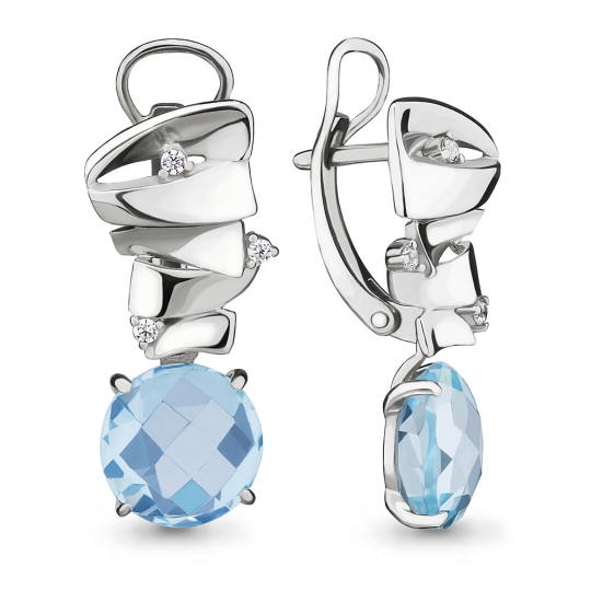 Серьги из серебра с фианитами