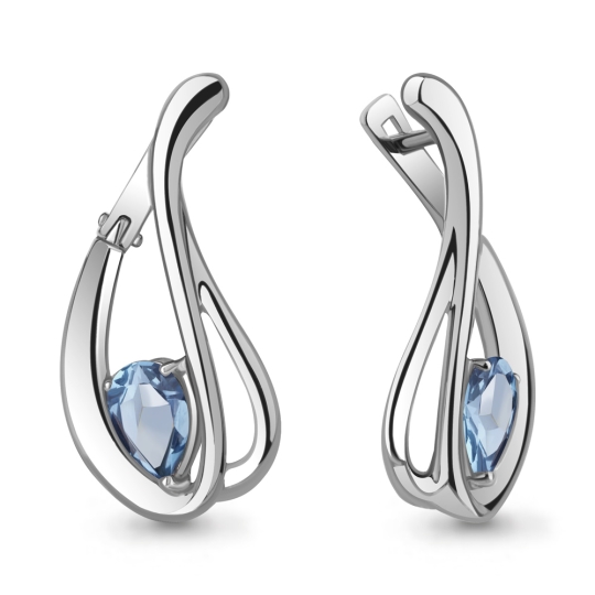 Серьги из серебра с гранатами и фианитами
