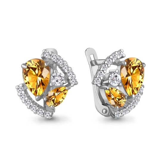 Серьги из серебра с фианитами