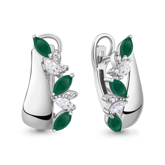Серьги из серебра с агатами и фианитами