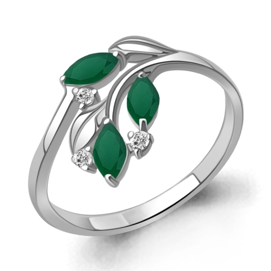 Серьги из серебра с агатами и фианитами