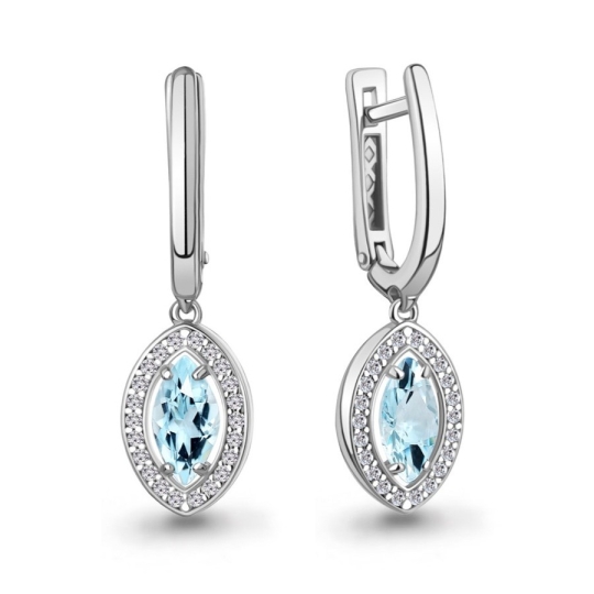 Серьги из серебра с агатами и фианитами