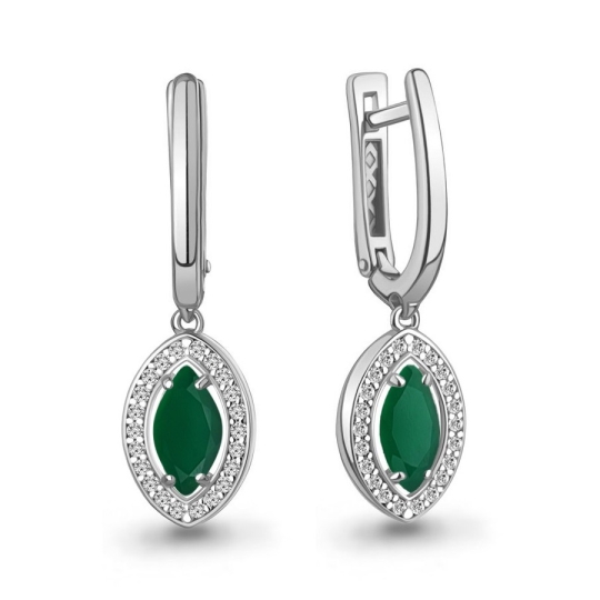 Серьги из серебра с султанитами и фианитами