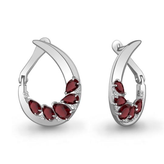 Серьги из серебра с позолотой и фианитами