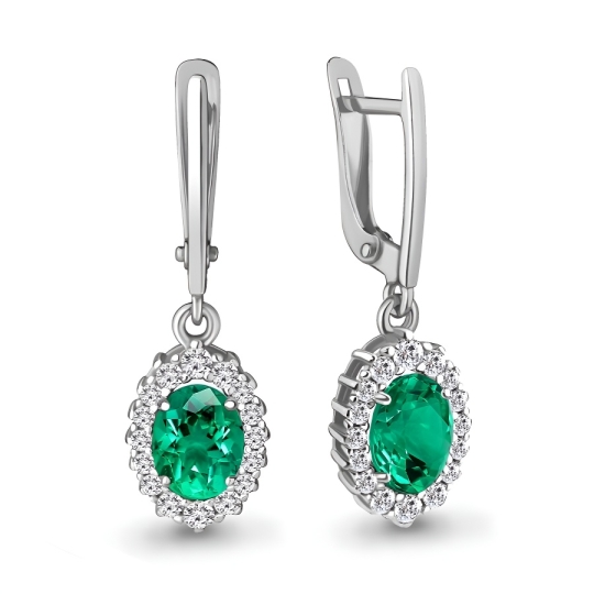Серьги из серебра с сапфирами и фианитами