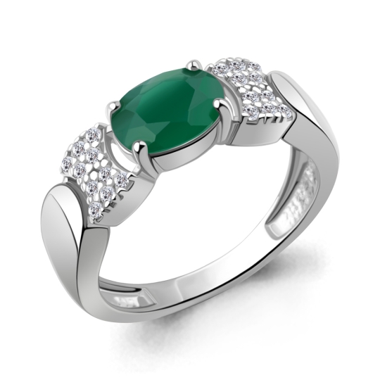 Серьги из серебра с агатами и фианитами