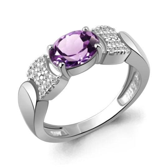 Серьги из серебра с аметистами и фианитами