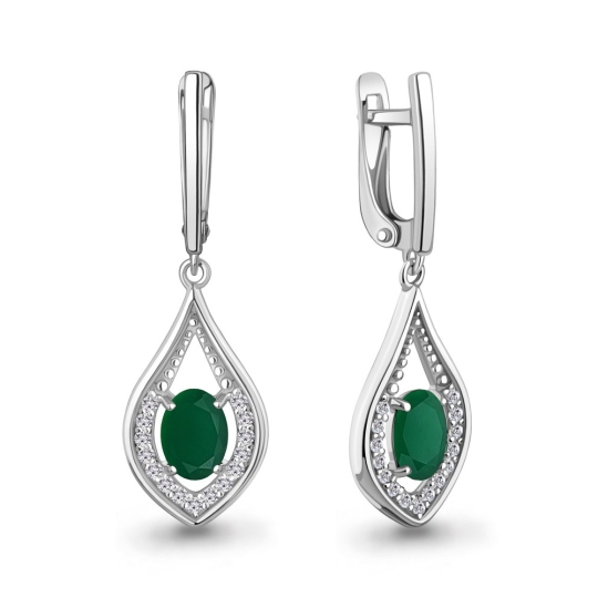 Серьги из серебра с фианитами