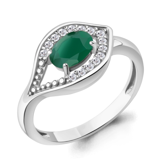 Серьги из серебра с агатами и фианитами