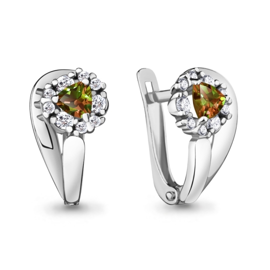 Серьги из серебра с фианитами