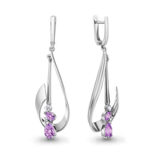 Серьги из серебра с фианитами