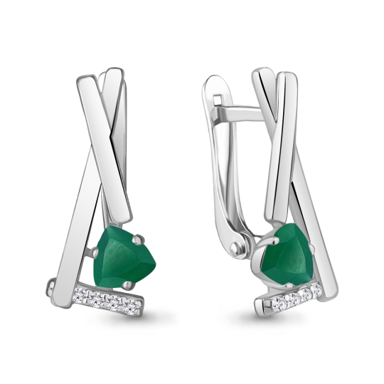Серьги из серебра с агатами и фианитами