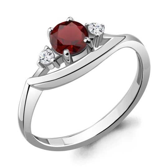 Серьги из серебра с гранатами и фианитами