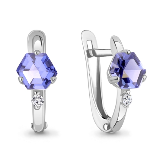 Серьги из серебра с фианитами