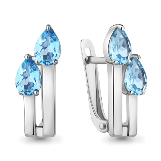Серьги из серебра с агатами и фианитами