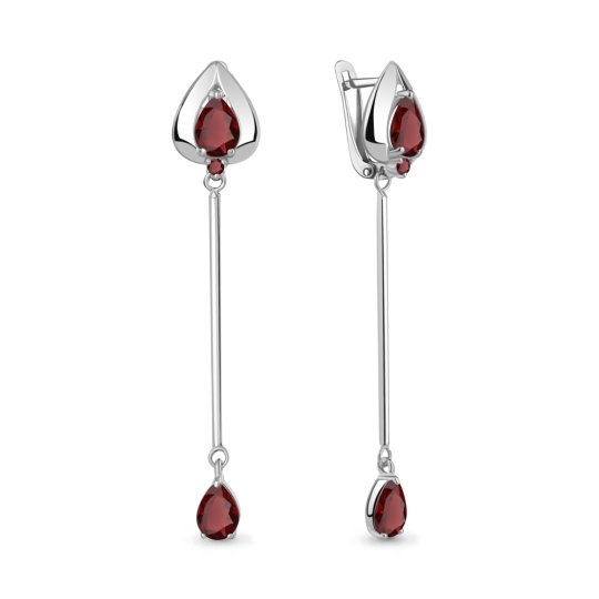 Серьги из серебра с эмалью и фианитами