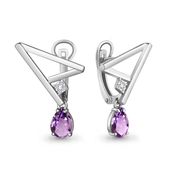 Серьги из серебра с фианитами