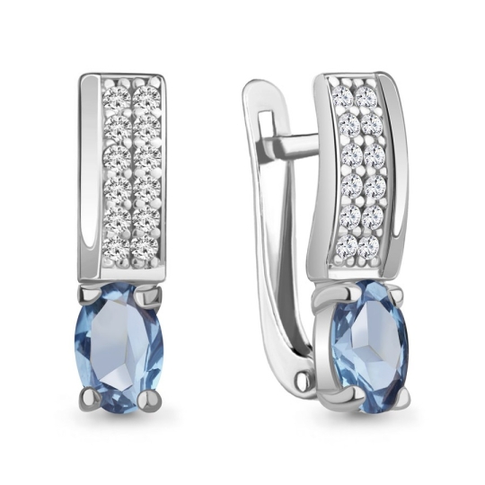 Серьги из серебра с фианитами