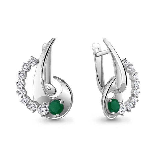 Серьги из серебра с жемчугом и фианитами