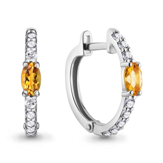 Серьги из серебра с фианитами