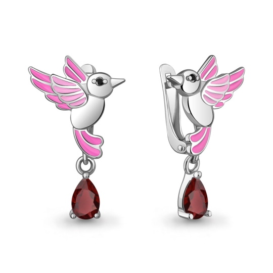 Серьги из серебра с гранатами