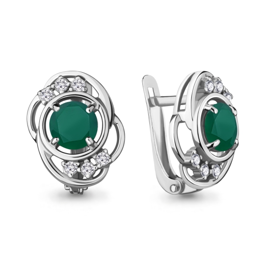 Серьги из серебра с фианитами