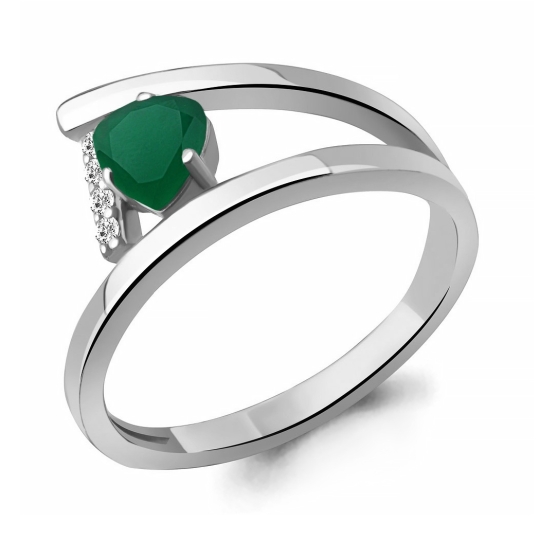 Серьги из серебра с агатами и фианитами